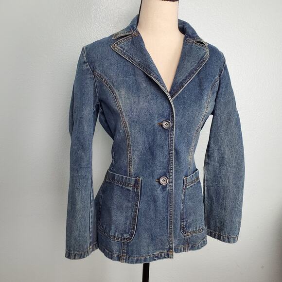 Women Denim Blue Jacket Size L - Picture 2 of 8